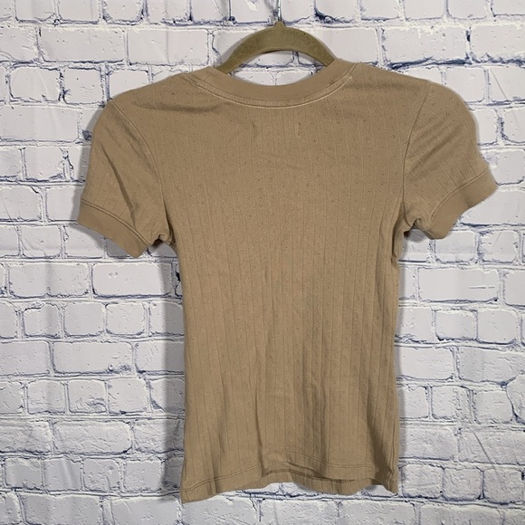 Everlane Women’s Organic Cotton Ribbed & Patterned Tee in Tan Size XXS - Picture 5 of 5